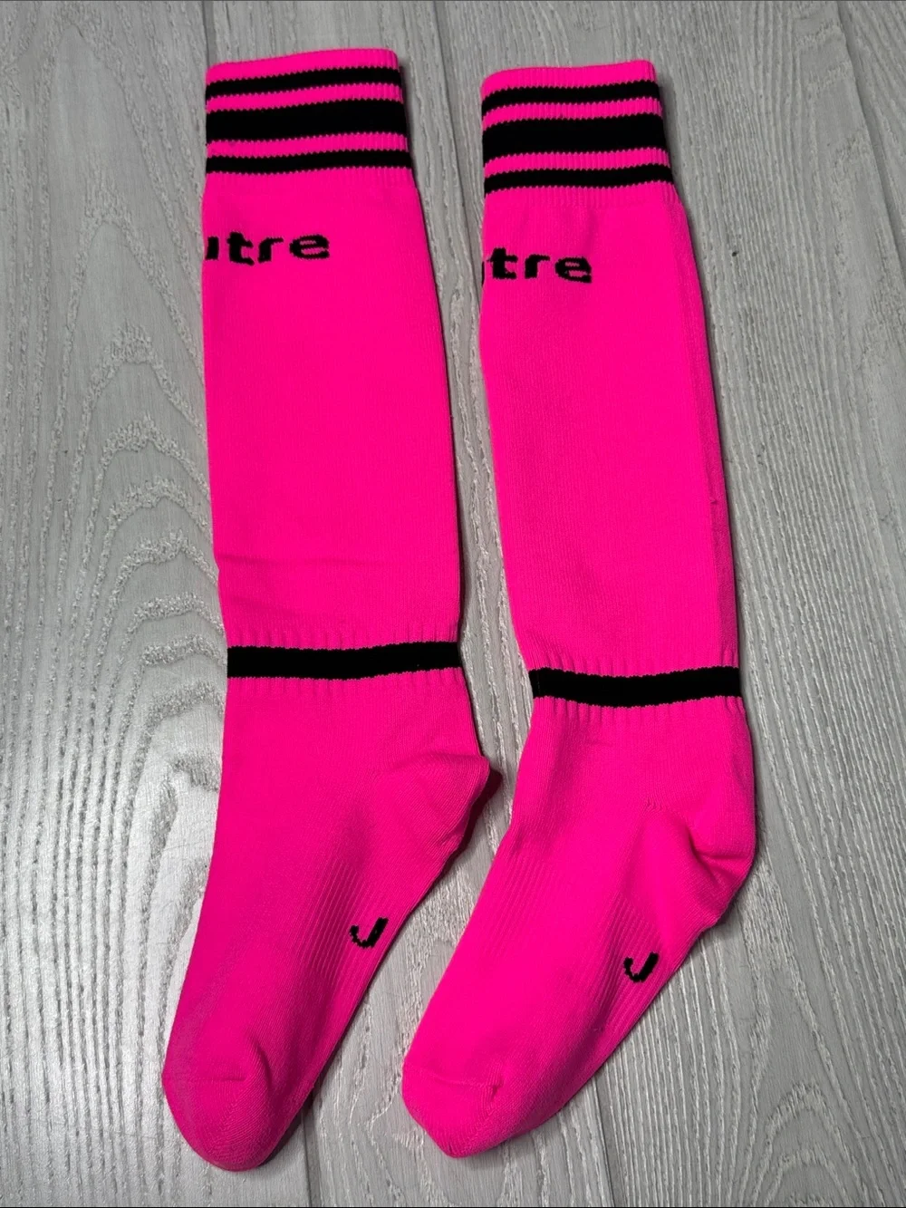 New Youth Mitre neon pink over-the-calf junior soccer socks